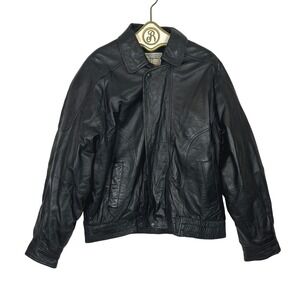 New Zealand Outback Bomber Jacket Mens XL Black Genuine Leather Rugged Vintage